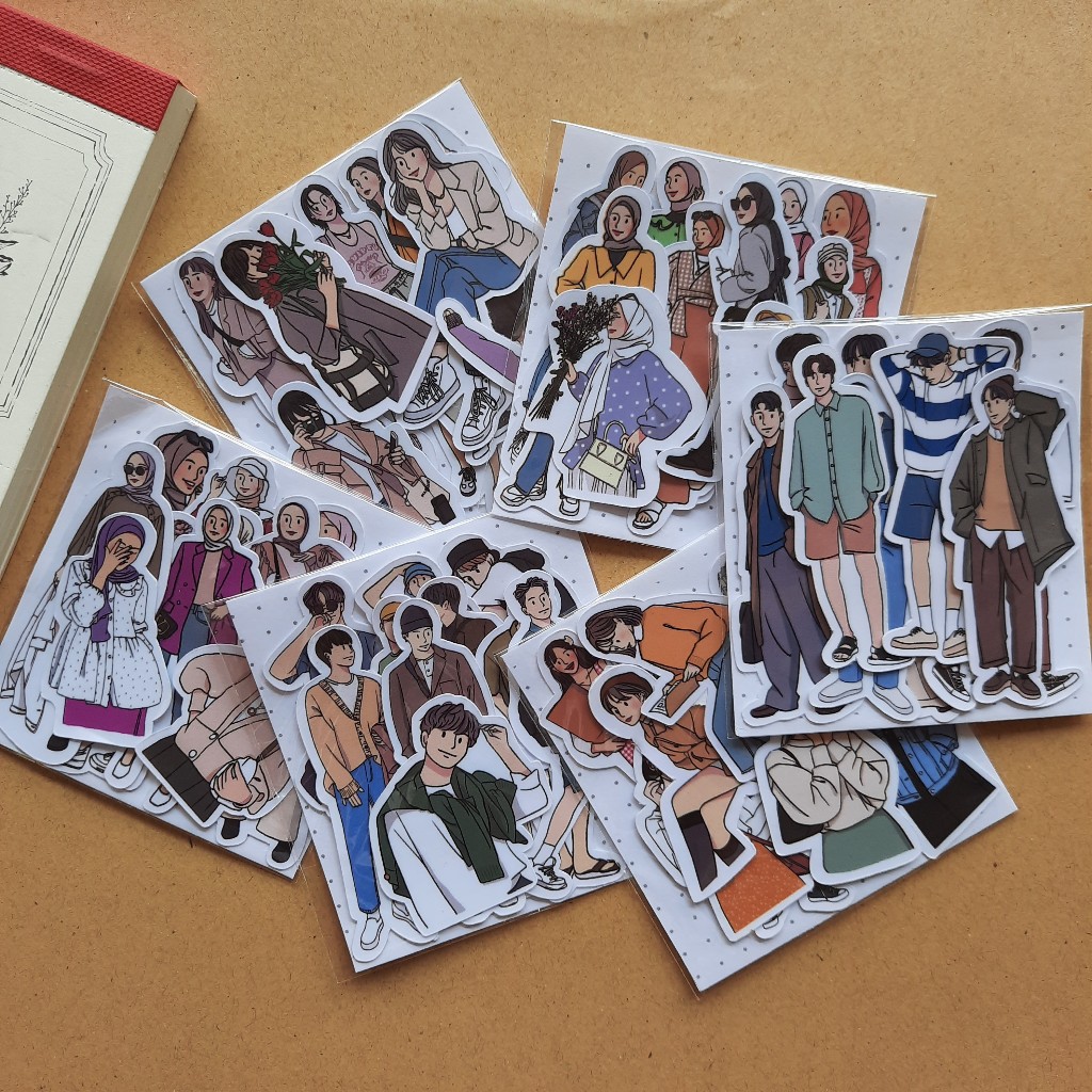 

10 Pcs OOTD Sticker/ Girls Sticker/ Boy Sticker/ Hijabs Sticker/ Stiker Jurnal