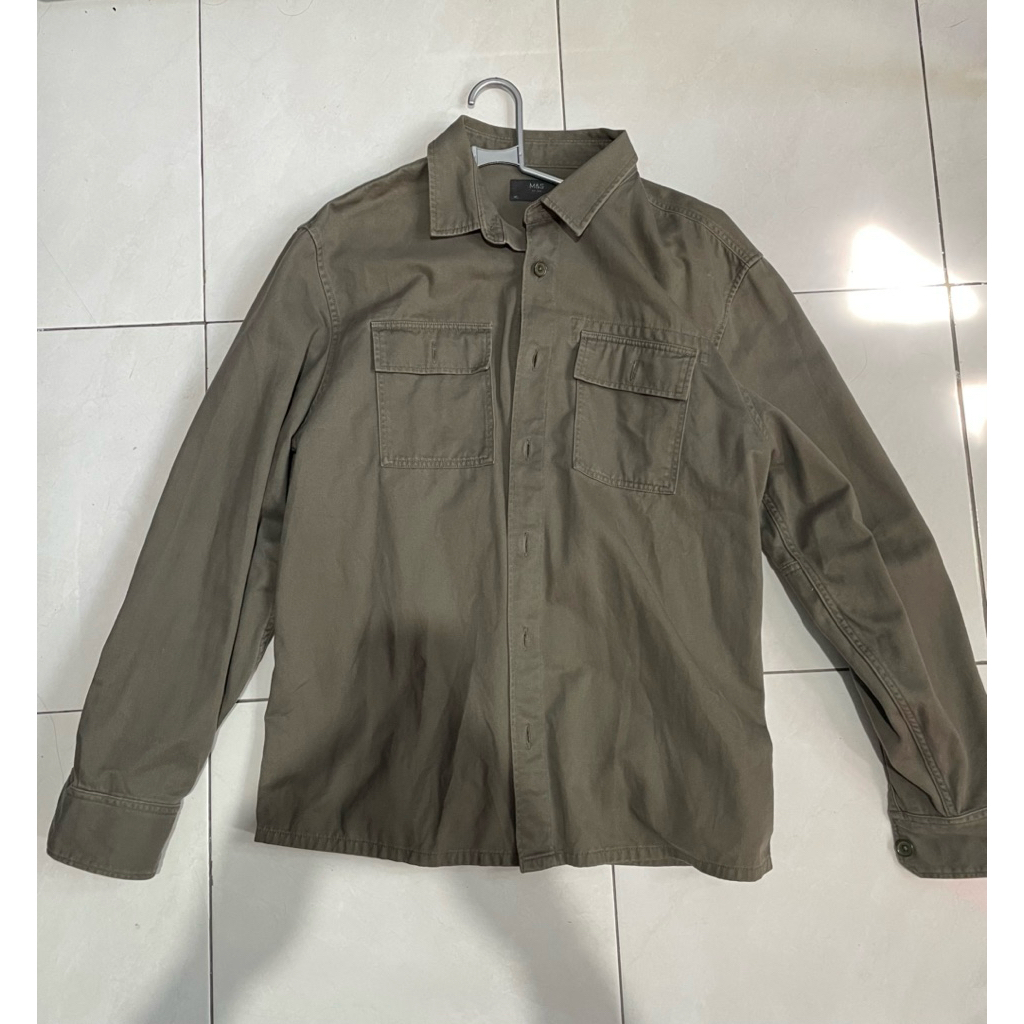 Kemeja dan Outer Mark & Spencer Olive Green XL (fit XXL)