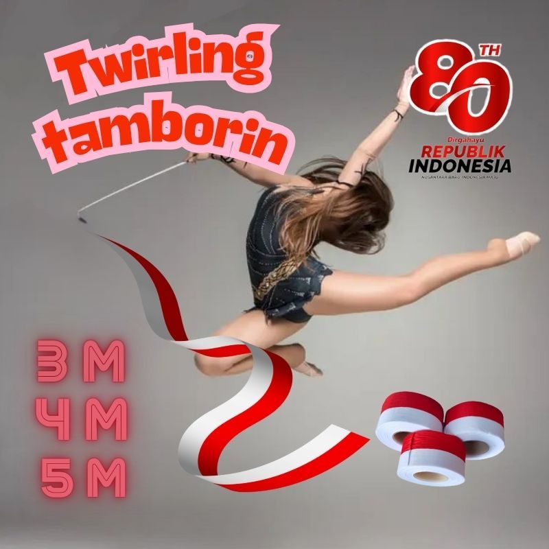 

4M Twirling Pita Stick Alat Tari Tamborin Gereja Props Senam Ballet Pita Twirl Ribbon