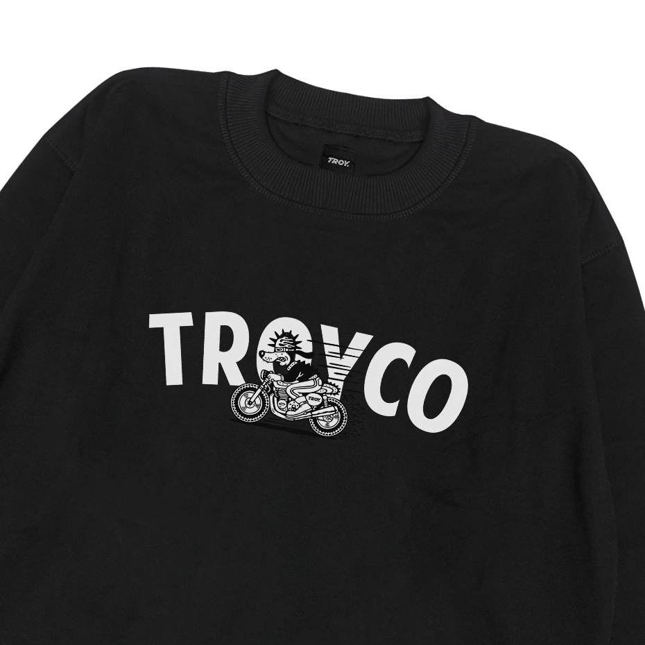 Troy Company Sweater Crewneck Black Joyride - Sweater Hitam SW 3230