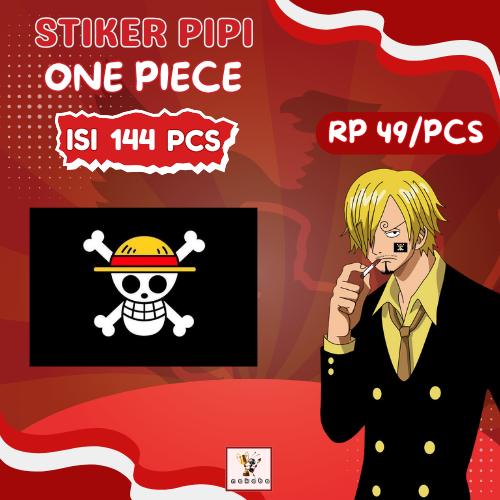 

(Isi 144 Pcs) Stiker Pipi Bendera One Piece Chromo l Anime Luffy Zoro Sanji Koleksi Hiasan Souvenir