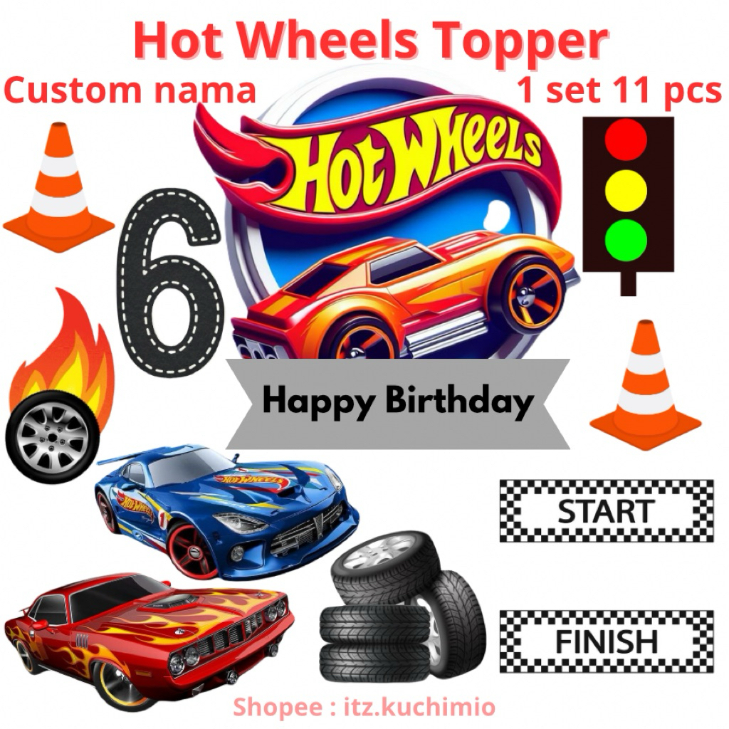 Custom cake topper Hot Wheels Kuchimio Topper Set toper ulang tahun happy birthday hotwheels