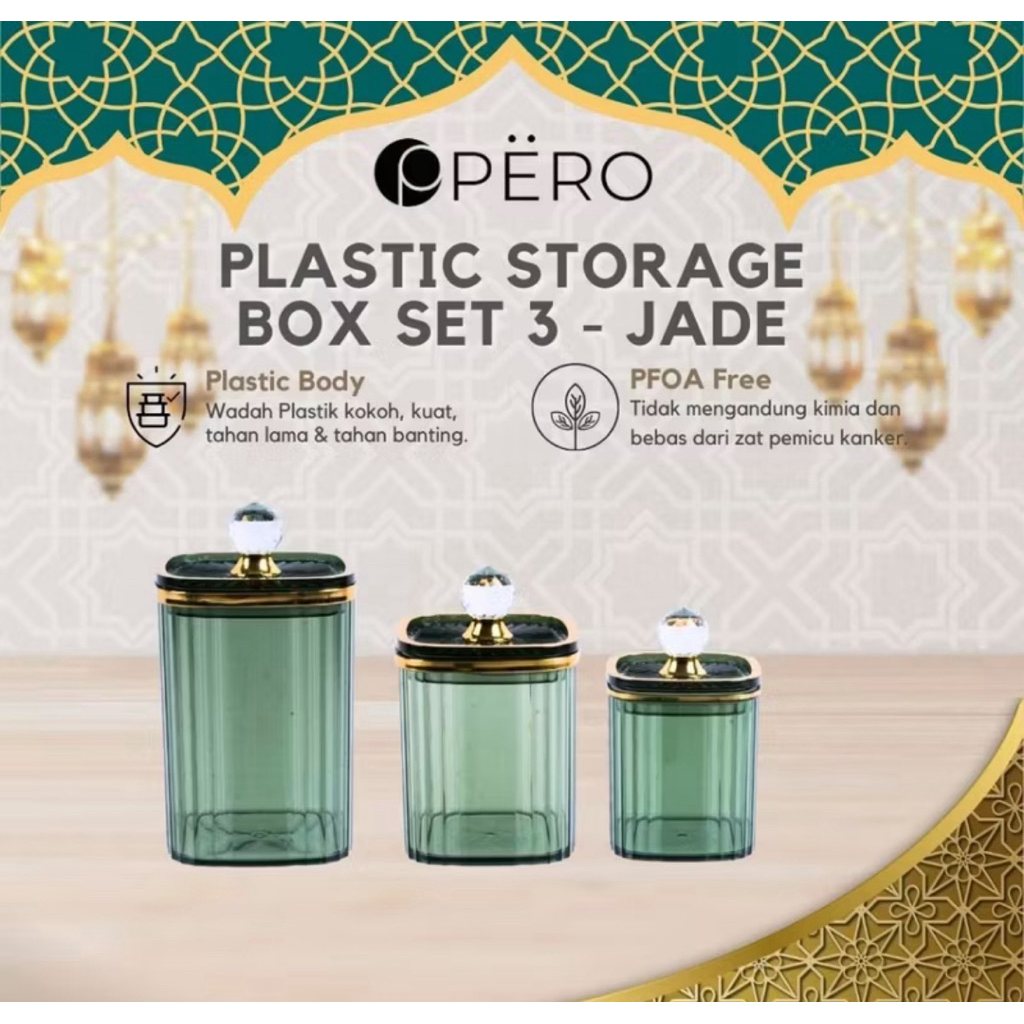 Pero Jar Set Of 3 Sealed Pot / Hampers Toples Lebaran Set 3 Tutup Kedap Udara / Toples Kue Lebaran A