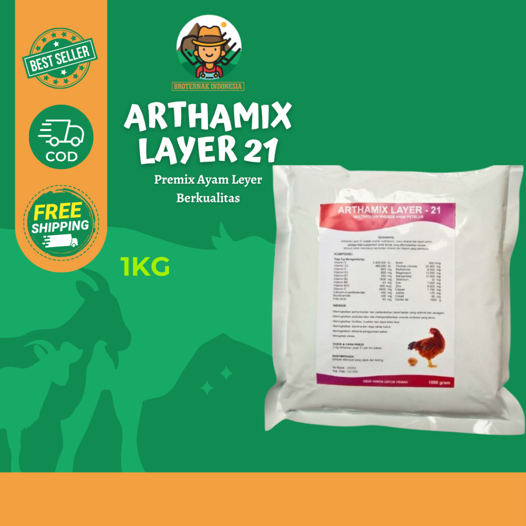 Arthamix Layer 1 Kg - Arthamix 21 - Premix Ayam Petelur - Premix Ayam Berkualitas