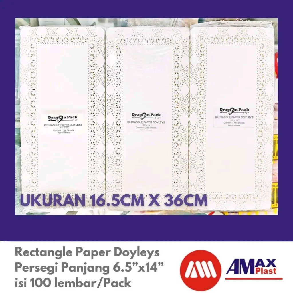 Kertas Doilies doyleys Alas Renda Kotak kue Kering Brownies 6.5×14"