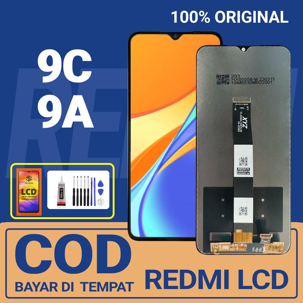 LCD TOUCHSCREEN REDMI 9C ORIGINAL 100% lcd redmi 9a FULLSET ASLI ORI LEM & OBENG WITH TEMPERED GLASS