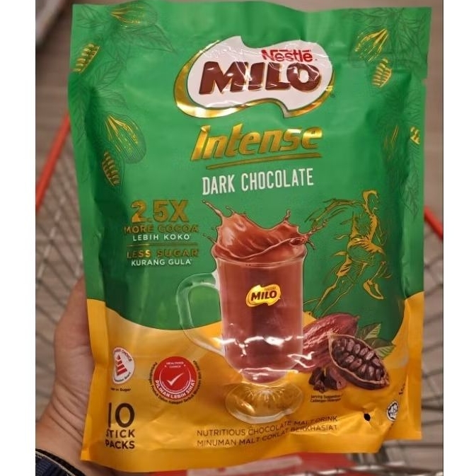 Milo Intense Dark Chocolate 10 stick packs Asli Malaysia