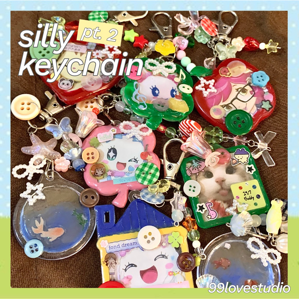 ready stock — silly keychain pt. 2 :p by 99lovestudio | apple button clover home love fish aquarium 