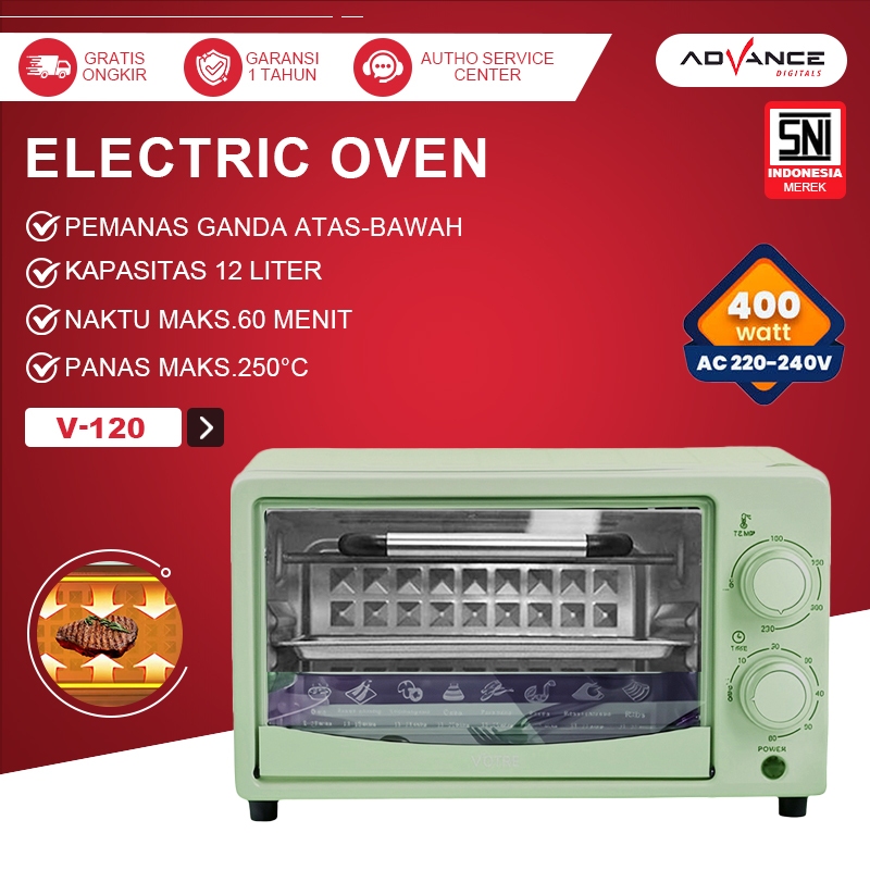 Advance oven listrik low watt V-120 oven mini oven low watt 400watt open listrik serbaguna oven low 