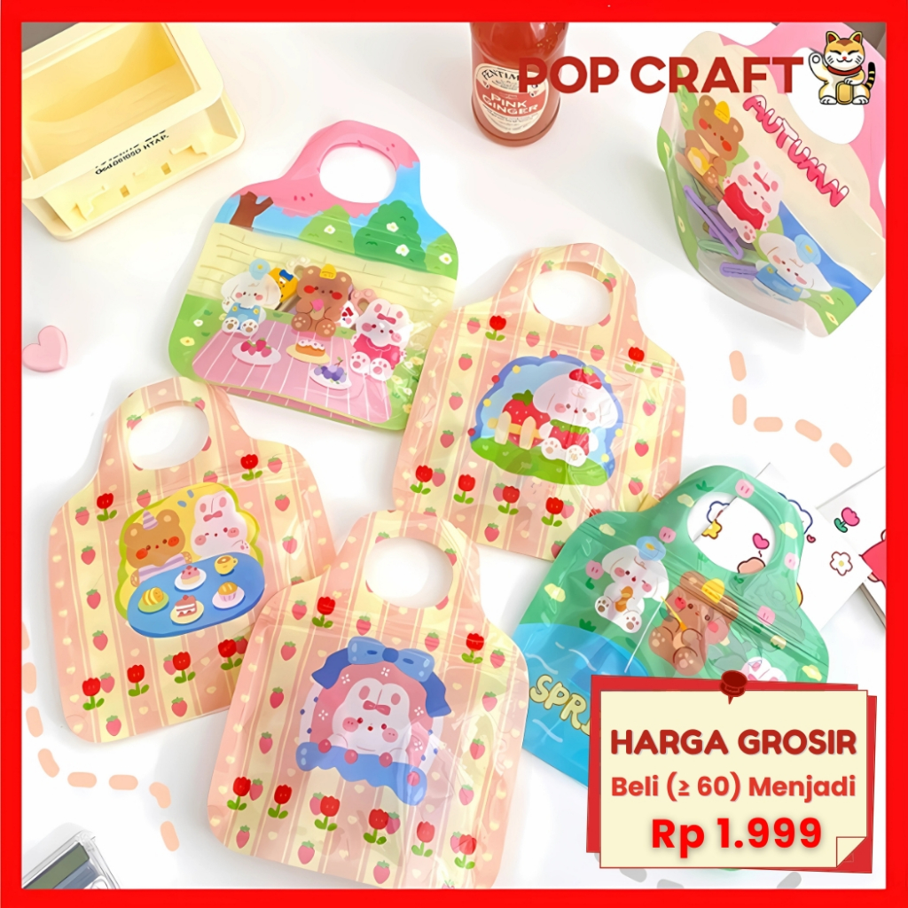 

PC Kantong Plastik Zipper Souvenir Lucu / Ziplock Permen Biscuit Goodie bag Plastik Anti Air ST24