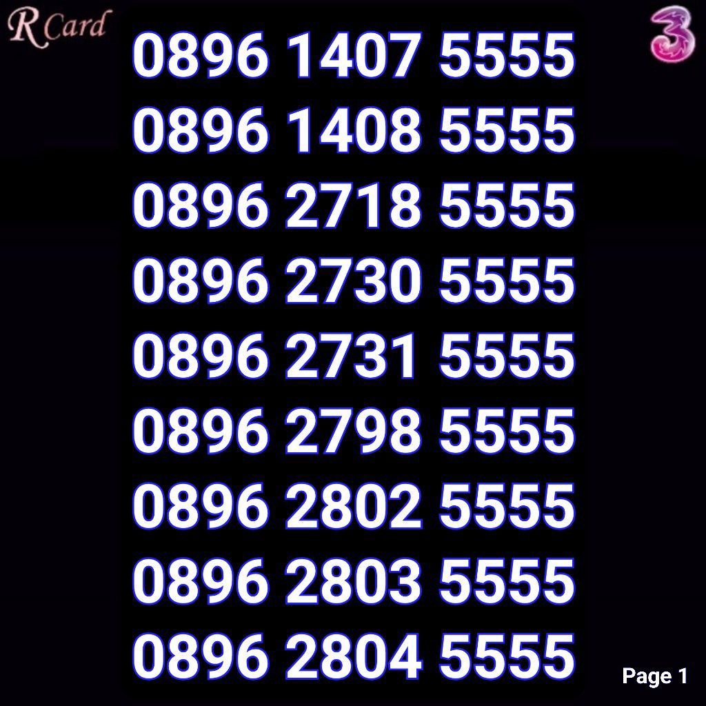 Perdana Nomor Cantik Tri Three Kwartet 5555 6666 7777