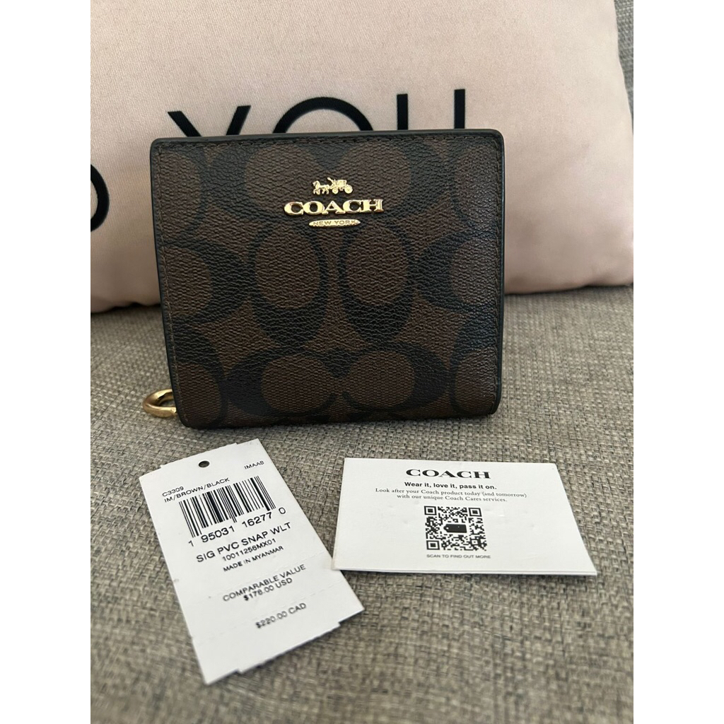 Coach Snap Wallet Signature Brown Black