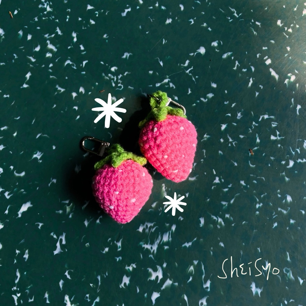 Pink Strawberry Keychain
