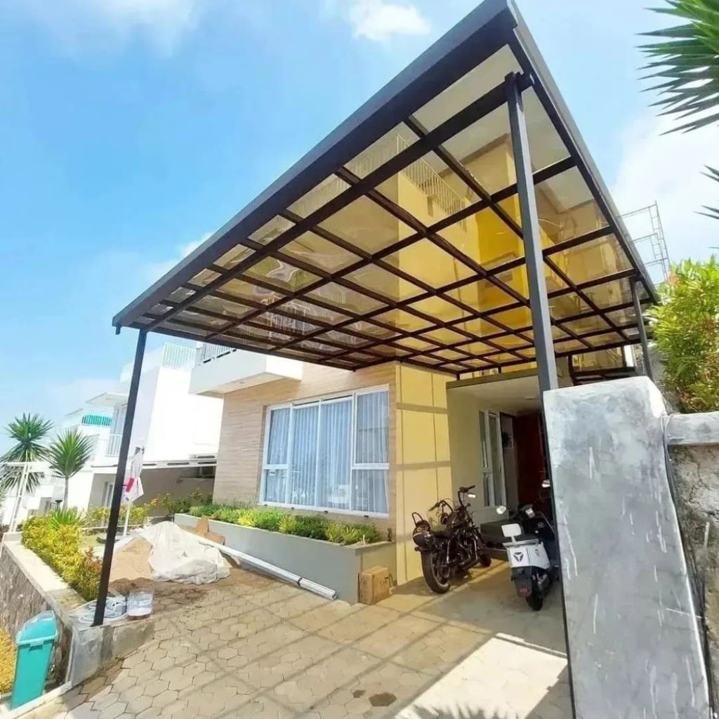 kanopi solarflat,rangka besi hollow galvanis