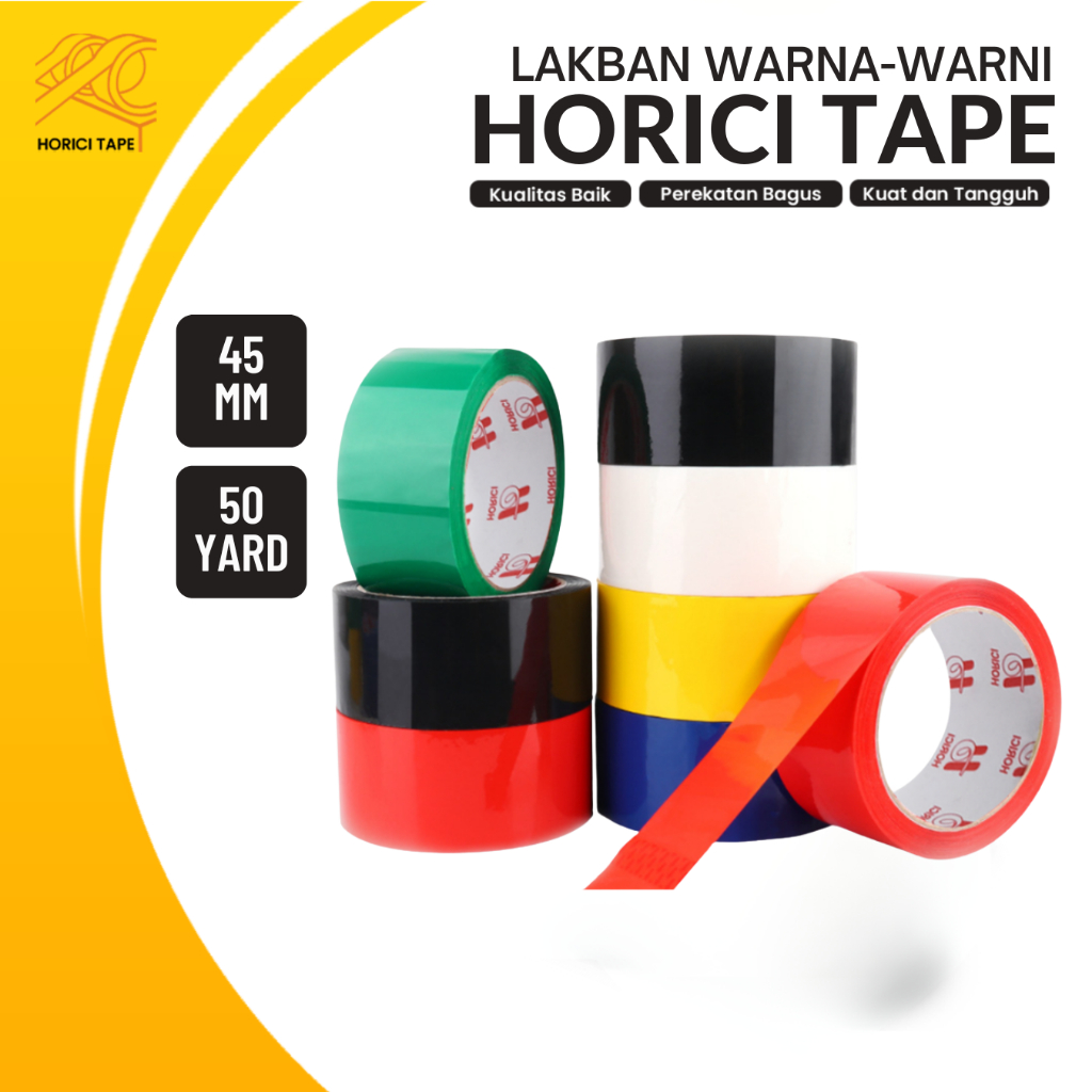 

HORICI 6Pcs 45x50y Warna-Warni Tape Hitam Biru Merah Kuning