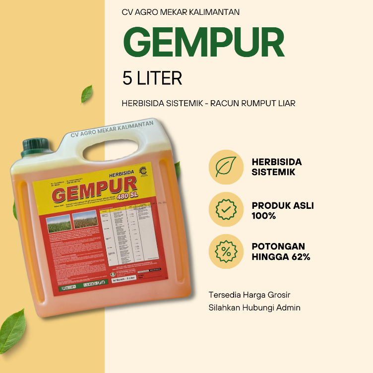 Gempur Racun Rumput Liar Terlaris (Herbisida Sistemik) 5 Liter