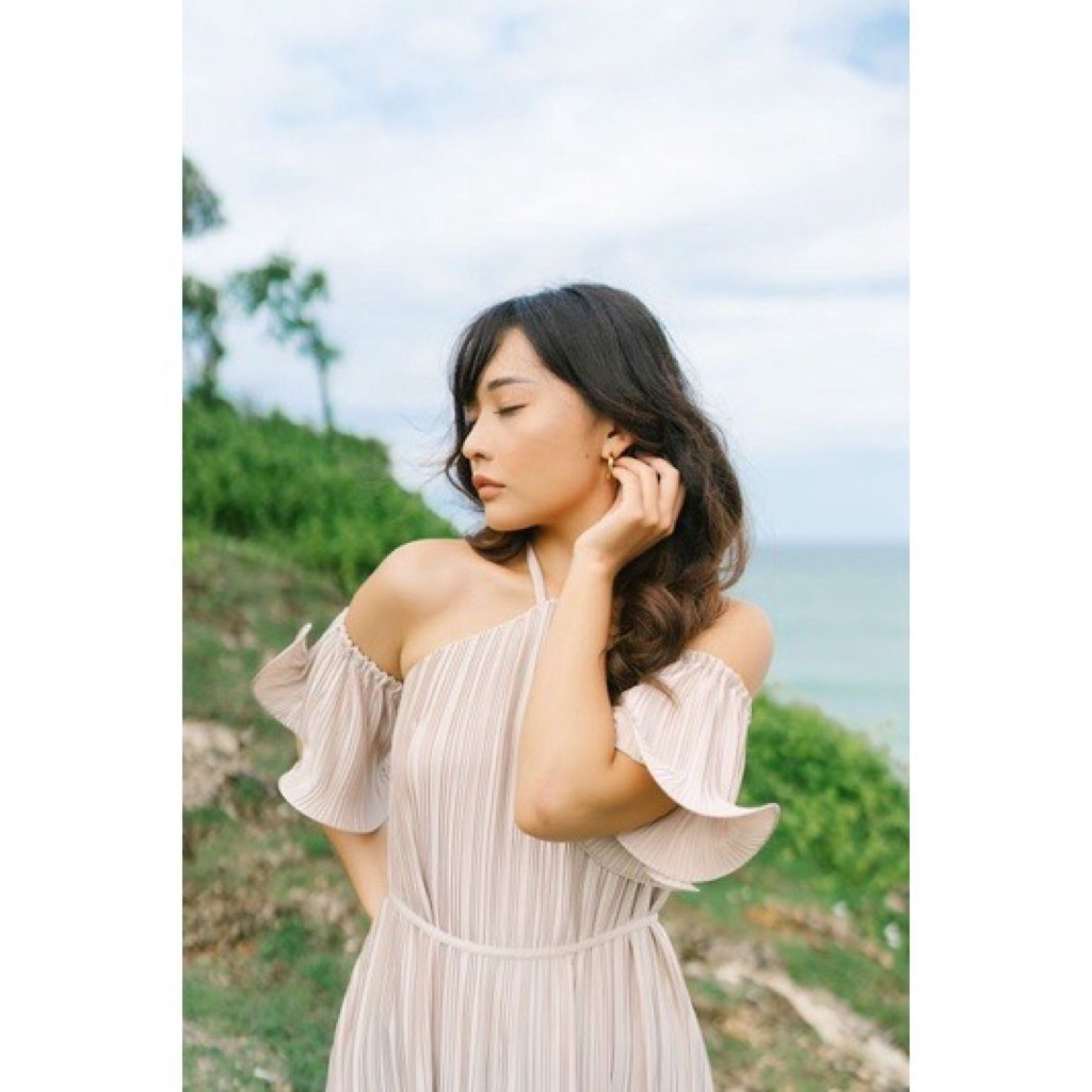 (Preloved) Misse official Thea Dress - dress wanita  pleated satin - dress pantai