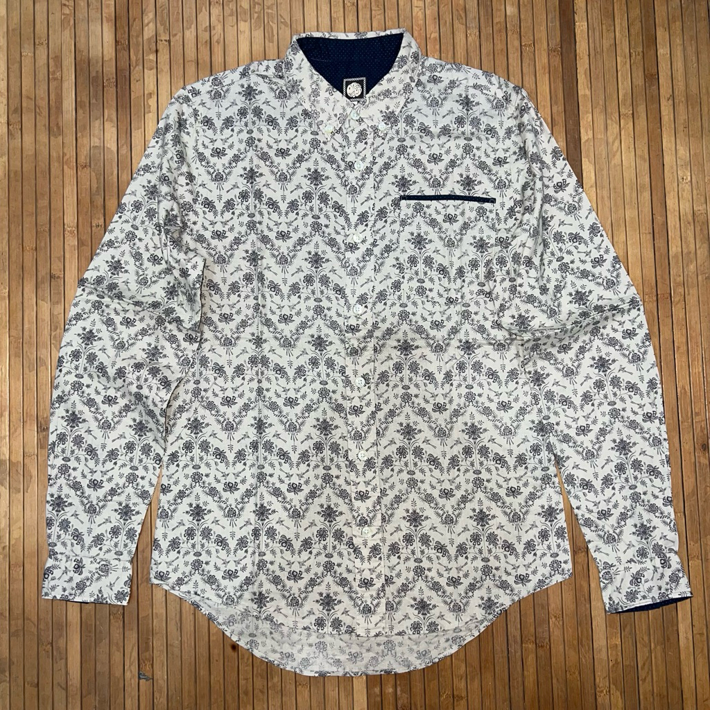 RARE PRETTY GREEN PAISLEY BUTTON DOWN LONG SLEEVE SHIRT