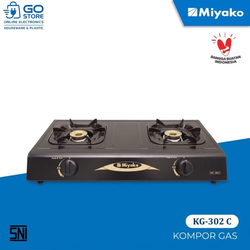 Miyako Kompor Gas 2 Tungku KG 302 C KG-302C Burner Kuningan