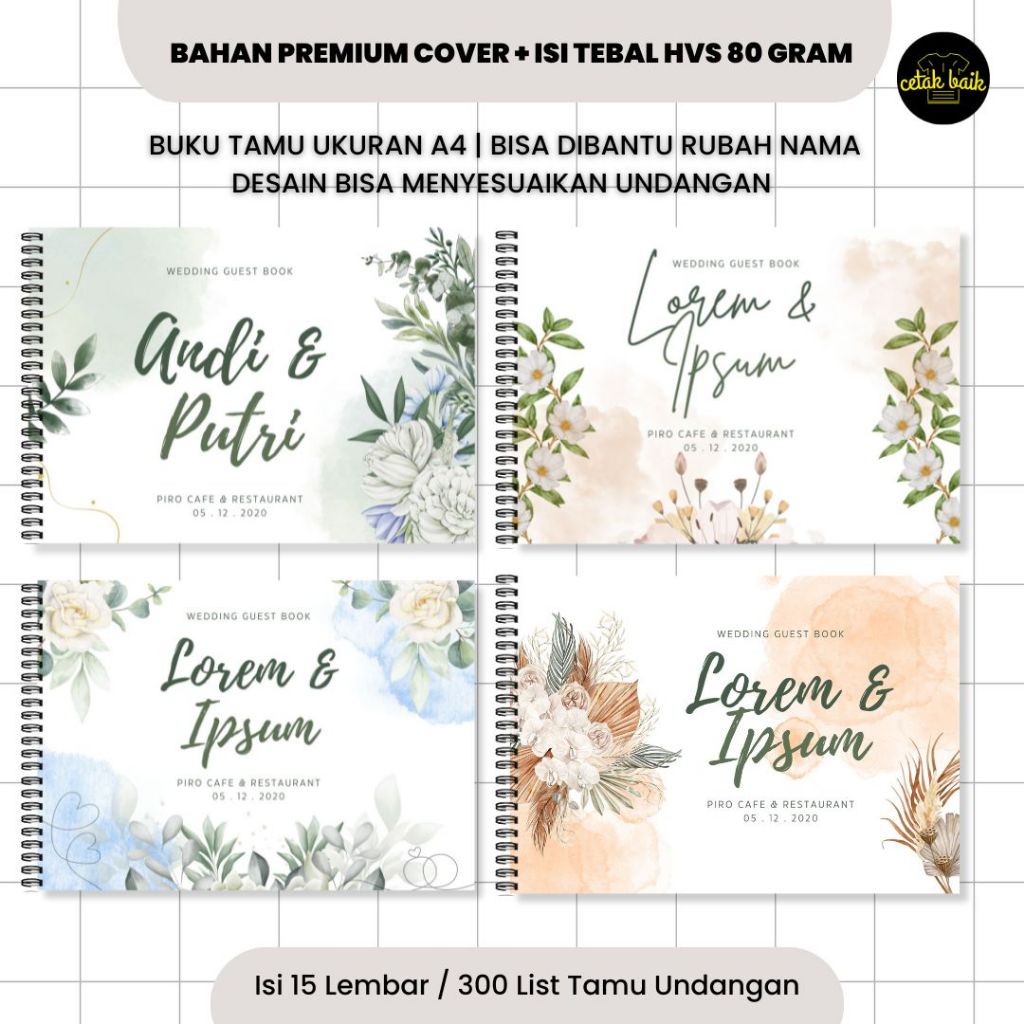 

Buku Tamu Softcover Isi 300 Tamu SIMPLE Jilid Spiral