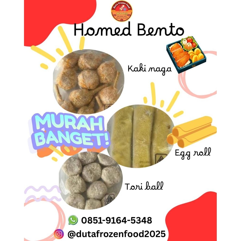 

homed bento , eggroll , kaki naga , tory ball