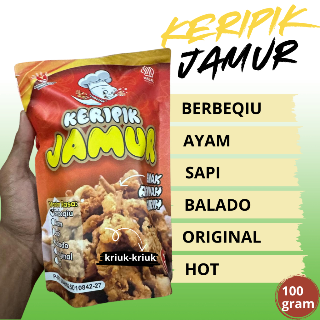 

KERIPIK JAMUR CRISPY 100Gram