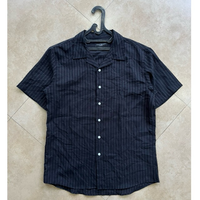 KEMEJA OPEN COLLAR URBAN GARMENT HITAM SECOND