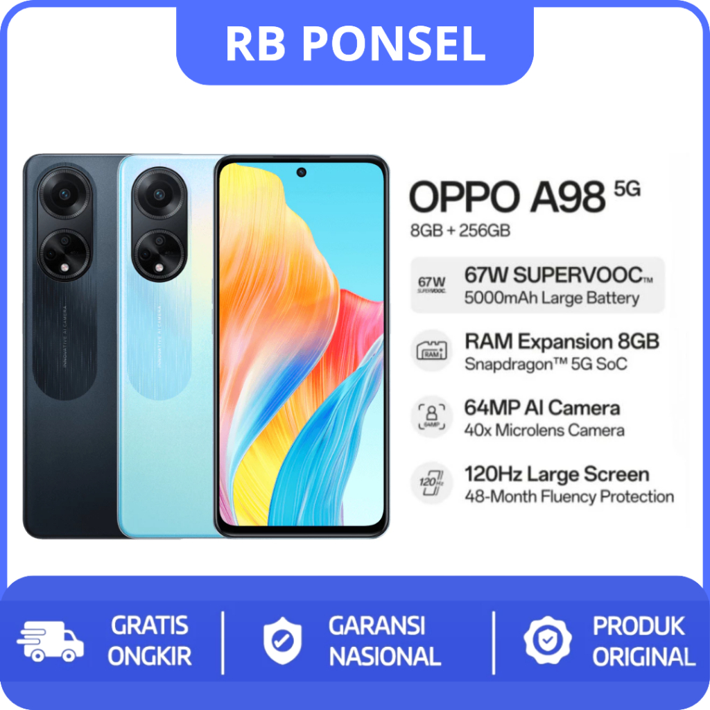 Oppo A98 5G NFC 8/128GB - Garansi Resmi Oppo Indonesia