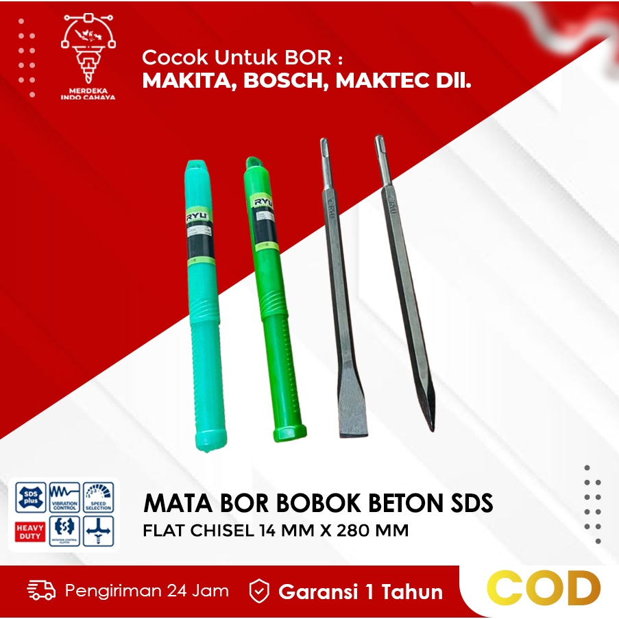 PROMO TERMURAH!!! Mata Bor Bobok Beton SDS Plus 14 mm X 280 mm cocok untuk Bosch, Makita, Maktec dll