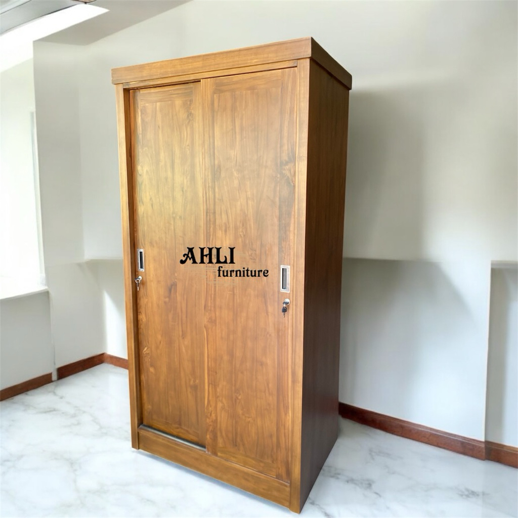 Lemari Jati 2 Pintu Sleding/Geser Minimalis