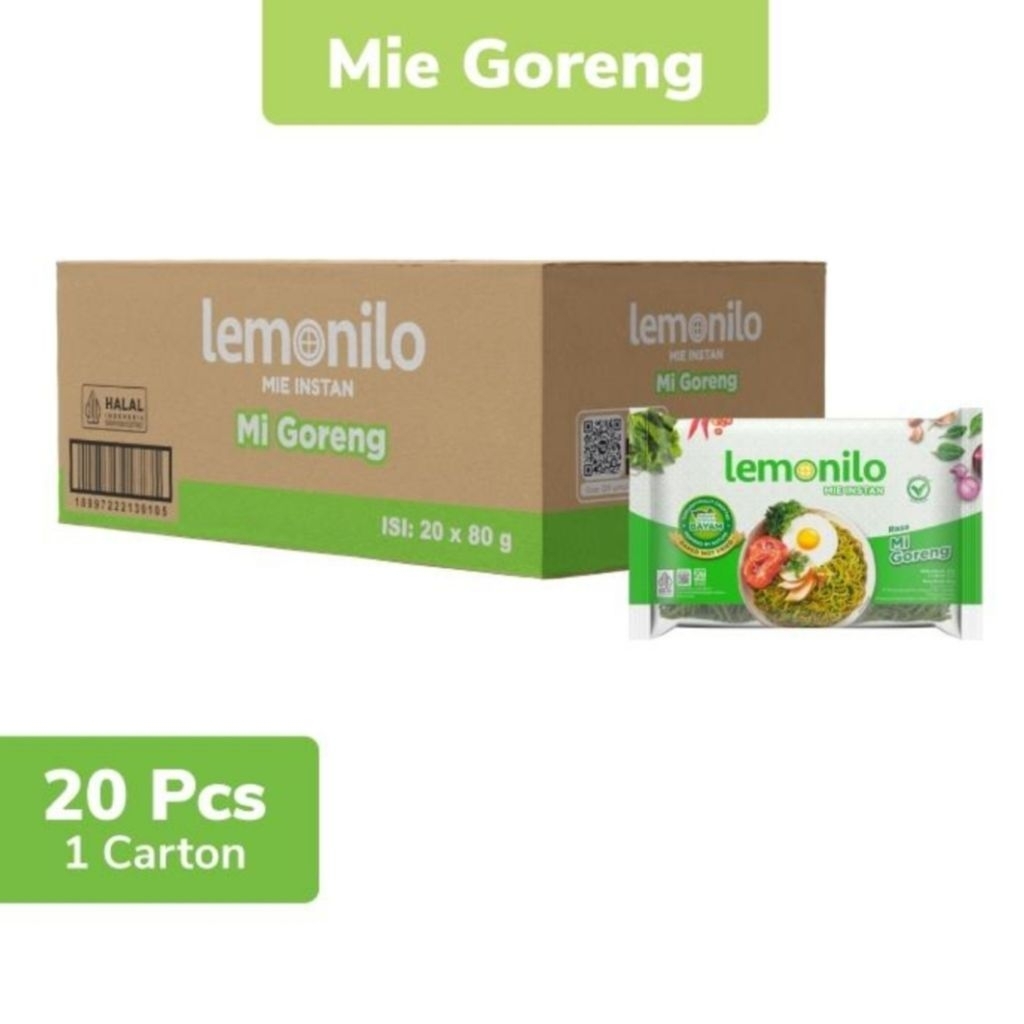 

[ 1 Dus - 20 Bks ] Lemonilo Mie Instan Rasa Mi Goreng 80 Gr