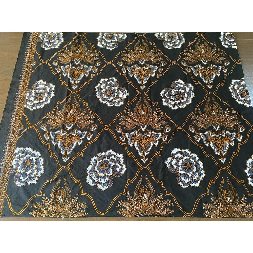 PREMIUM SUPER MEWAH KAIN BATIK KOMBINASI TULIS MOTIF FLORAL SOGAN 2,5M/ BAHAN KATUN PRIMIS HALUS/ AS