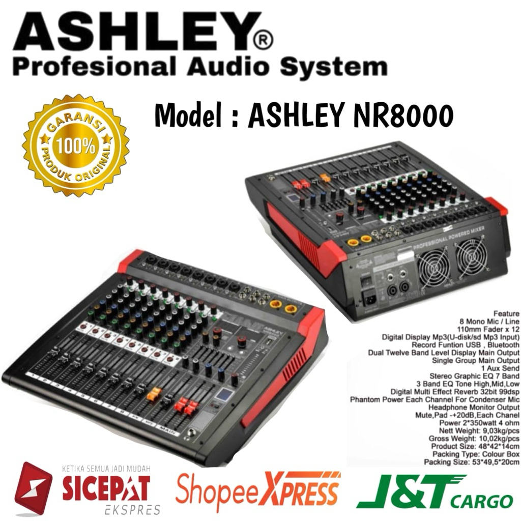 Power Mixer Ashley Nr8000 Original Power Mixer Ashley 8 Channel Garansi resmi