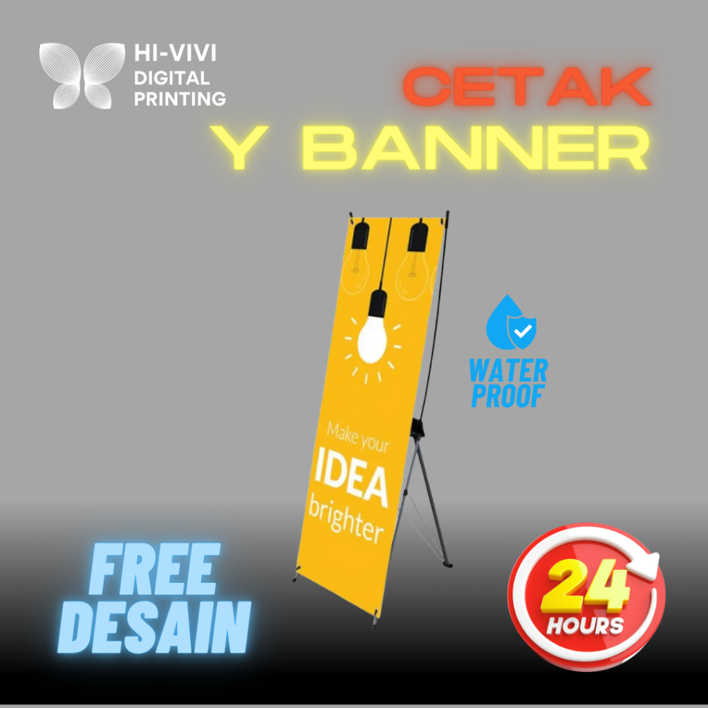 Cetak Y Banner Fiber Hitam - Uk.160x60cm - Set Komplit Rangka - Free Desain* - 24 Jam - Bisa ditungg