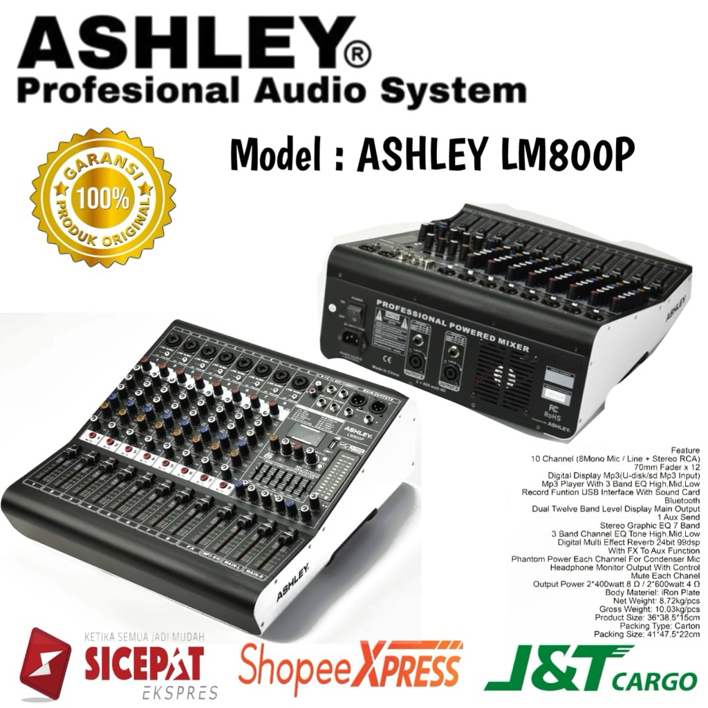 Power Mixer Ashley Lm800p Original Power Mixer Ashley 8 Channel Garansi resmi