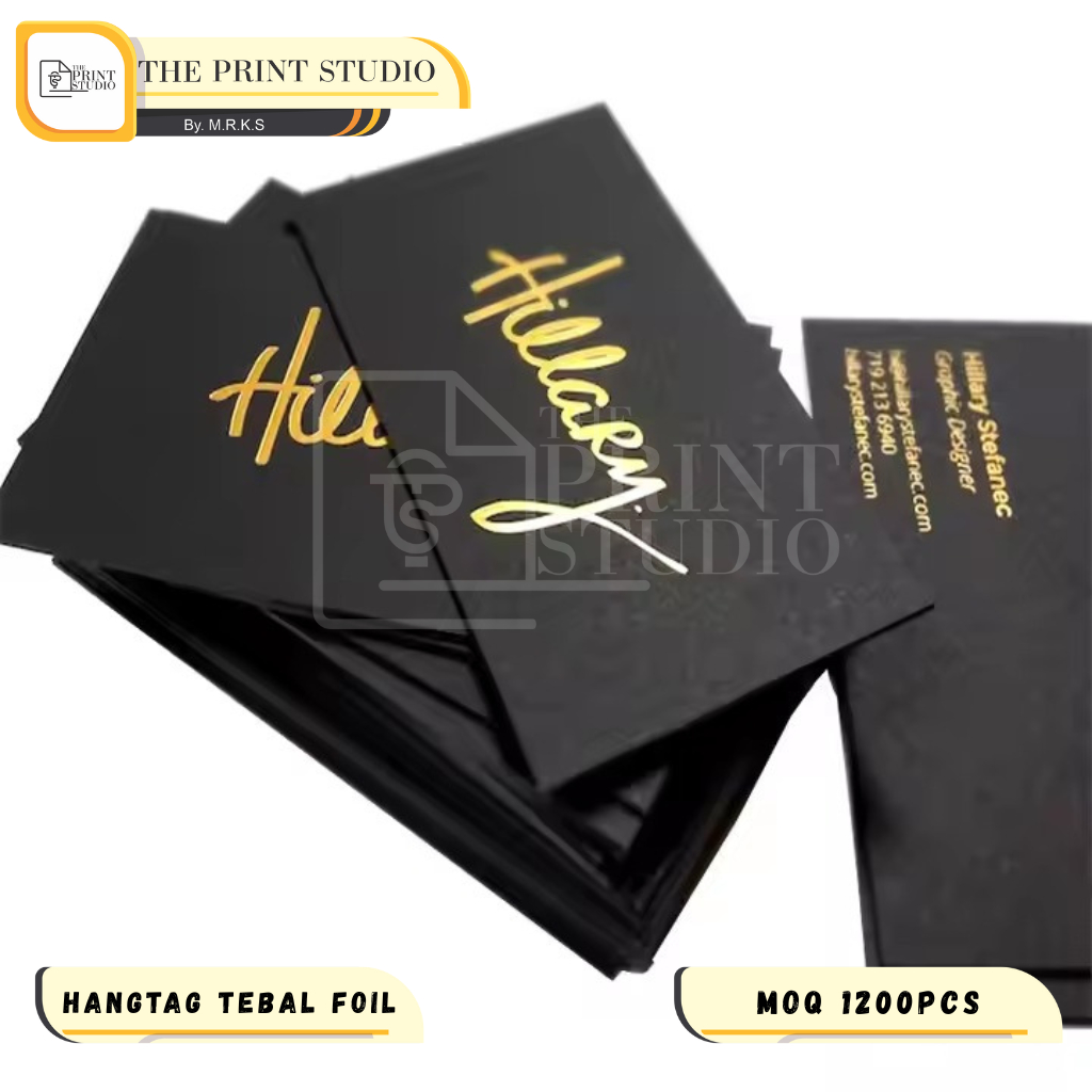 

The Print Studio | hangtag mengkilap foil | hangtag embos | tag debbos | tag baju premium