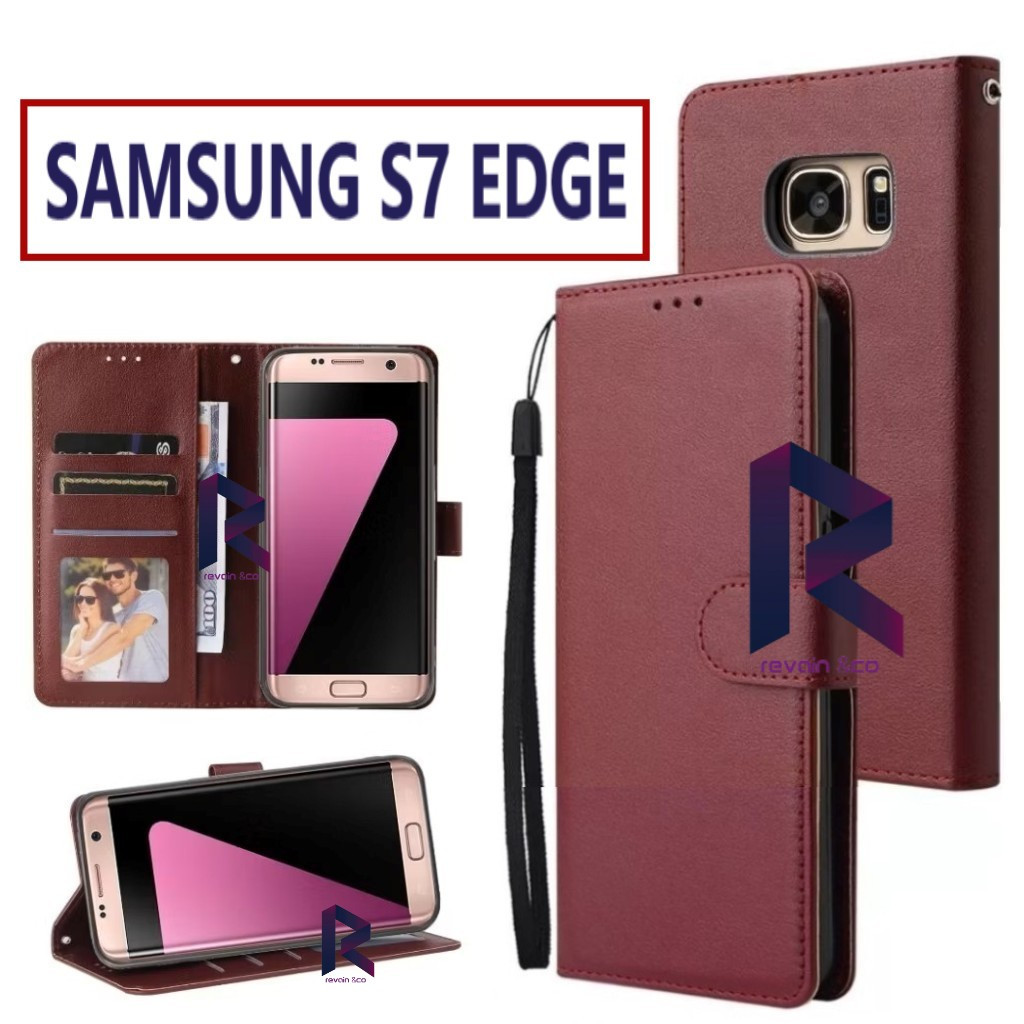 FLIP COVER SAMSUNG S7 EDGE CASING DOMPET FLIP WALLET LEATHER KULIT PREMIUM SARUNG BUKA TUTUP FLIP CA
