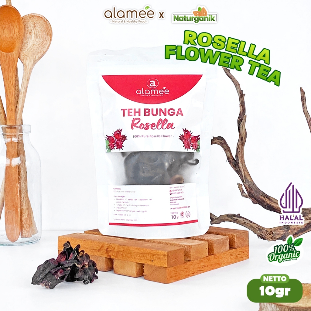 

ALAMEE Dried Rosella Tea Teh Bunga Rosela Kering Flower Merah Organik Red 10g Naturganik