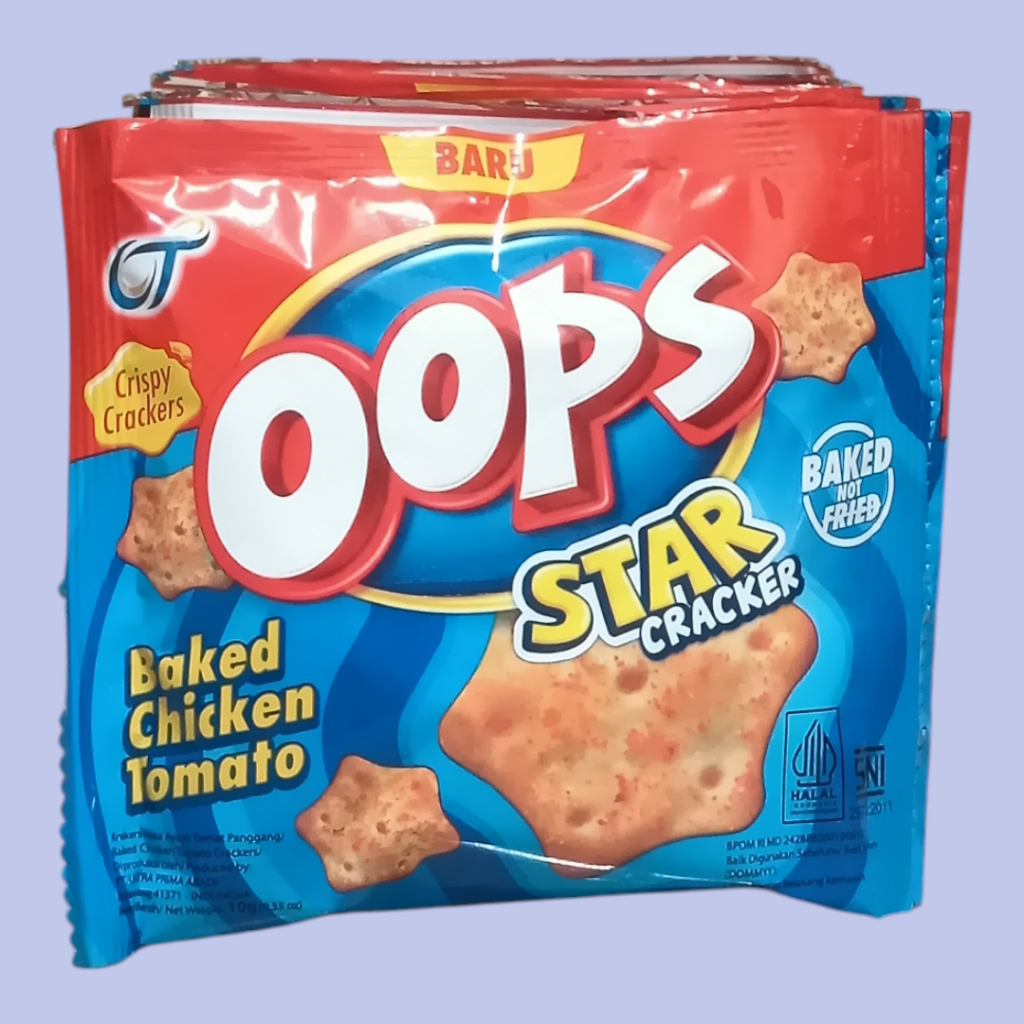 

OOPS STAR Crackers All Varian Rasa Biskuit Bentuk Bintang10gr [10 bungkus/renceng]