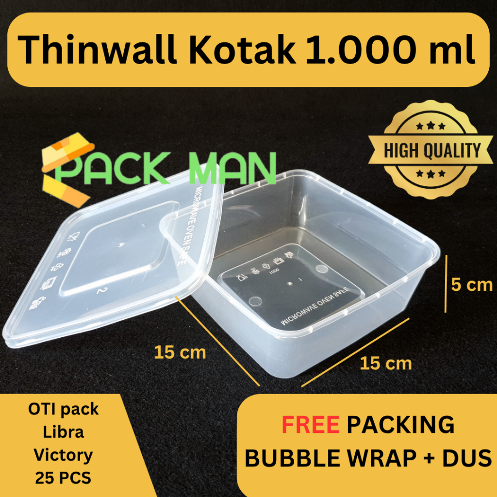 Thinwall square / Kotak Makan Plastik 1000 ml Food Container Box