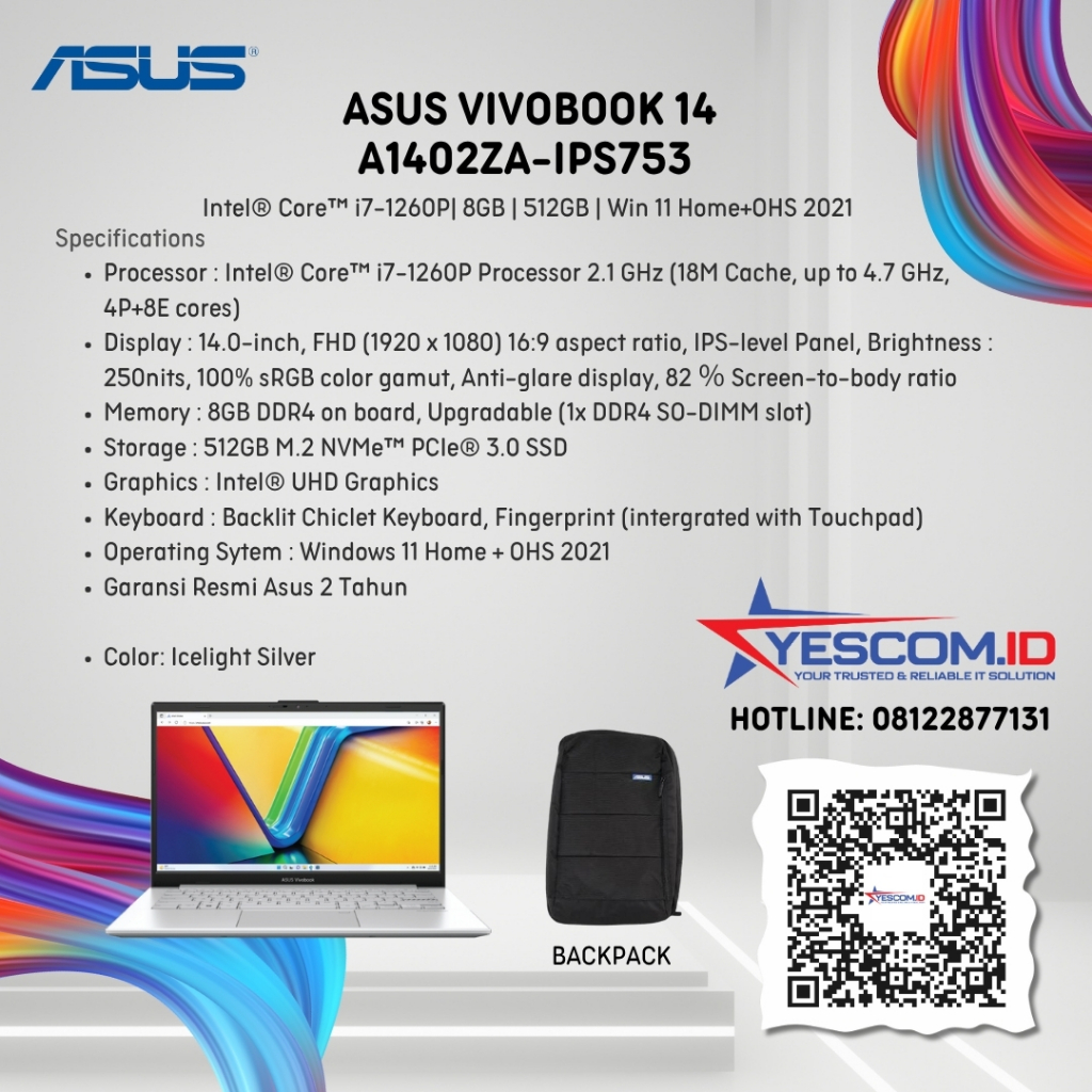 ASUS VIVOBOOK 14  A1402ZA-IPS753 / 8GB / 512GB