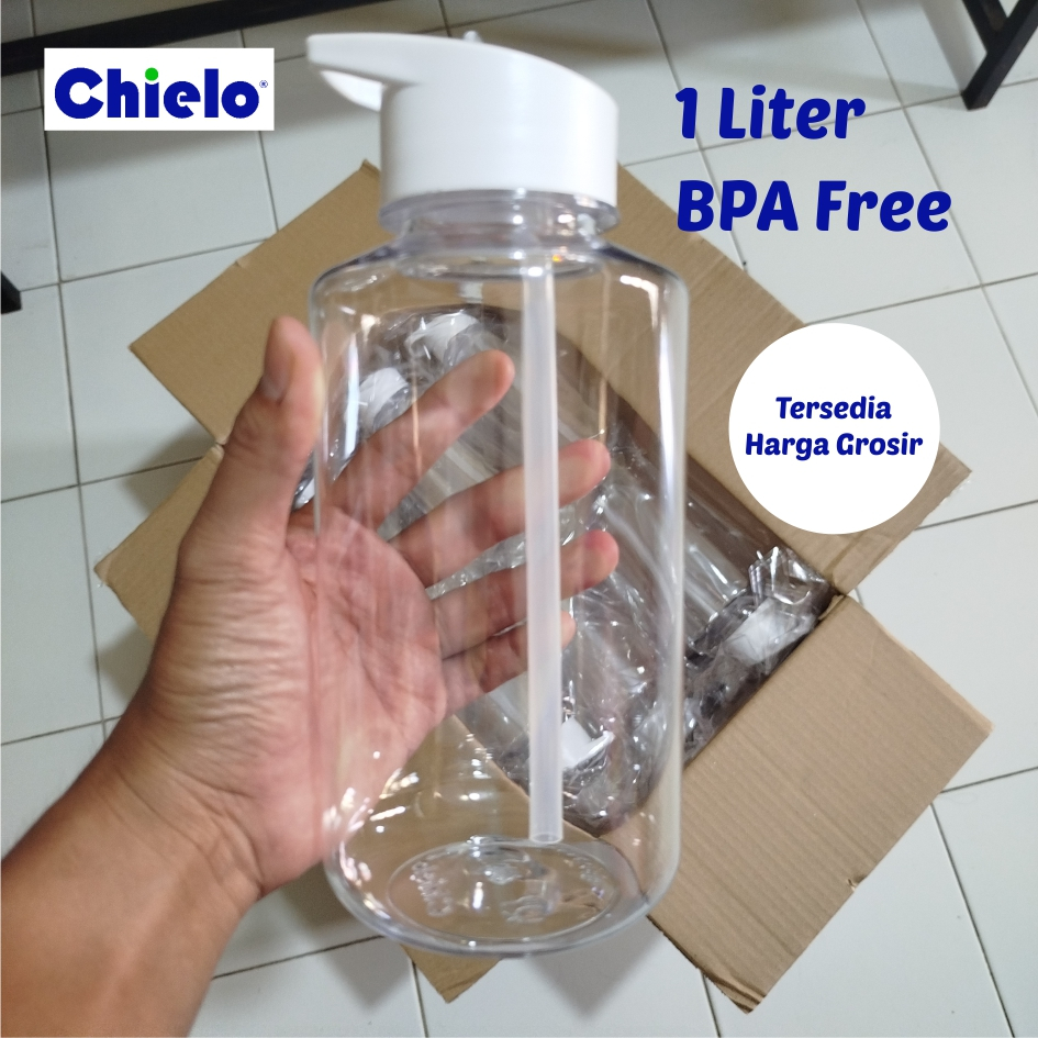Chielo Lundee Tumbler Straw Polos Botol Minum Sedotan Plastik Bening BPA Free 1 Liter