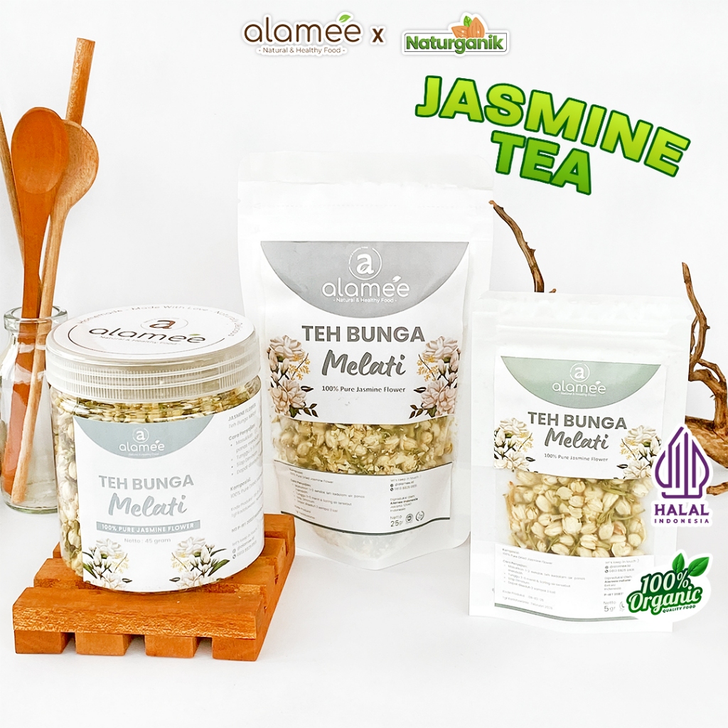 

ALAMEE Teh Bunga Melati Jasmine Tea Organik Jasmin Herbal Kering Dried Flower Premium Naturganik
