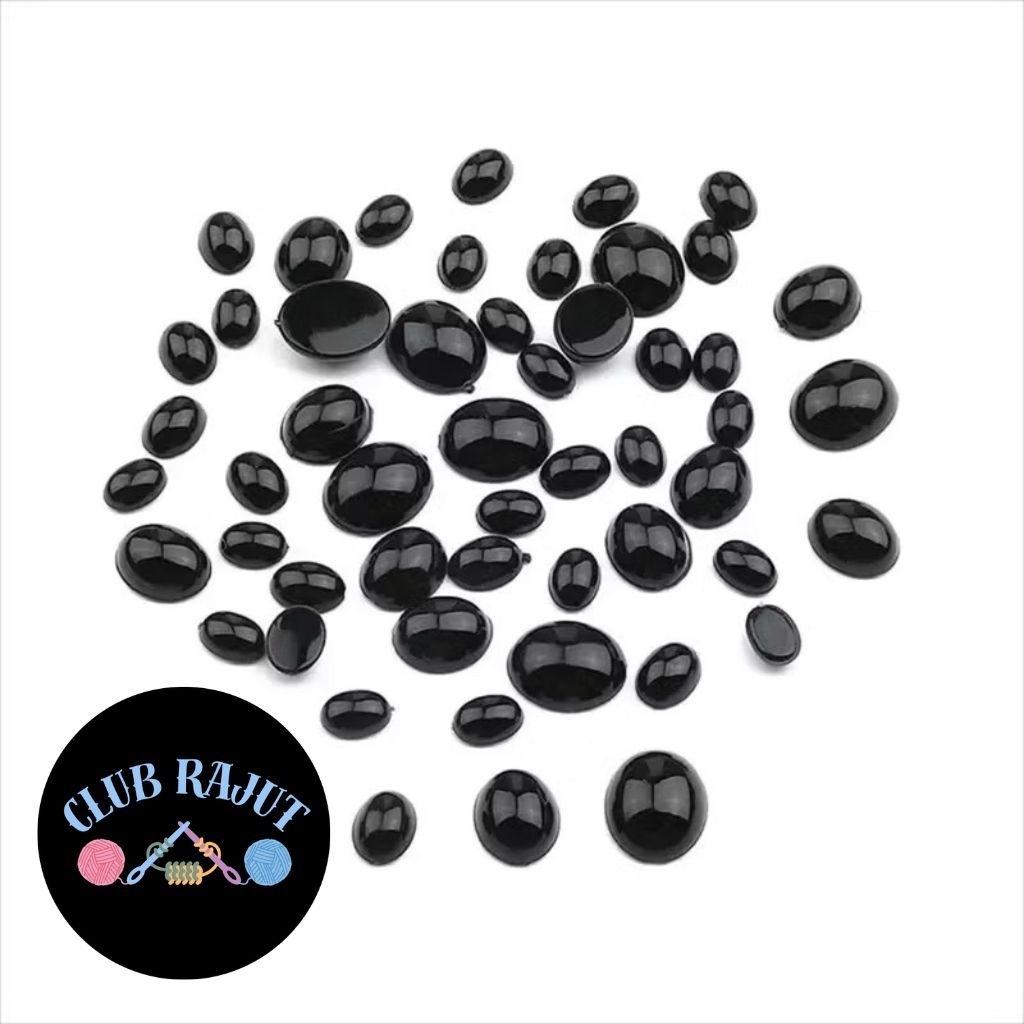 Club Rajut- 5PASANG Mata Boneka Oval Eye Mata Oval Amigurumi Boneka Hitam Tempel