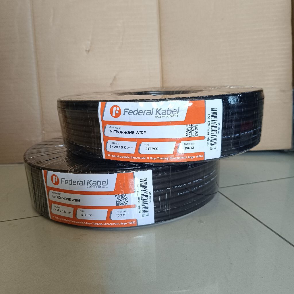 Kabel Mic Federal Roll panjang 100 meter / Kabel Mic Stereo FEDERAL Roll 100M Tembaga Murni Original