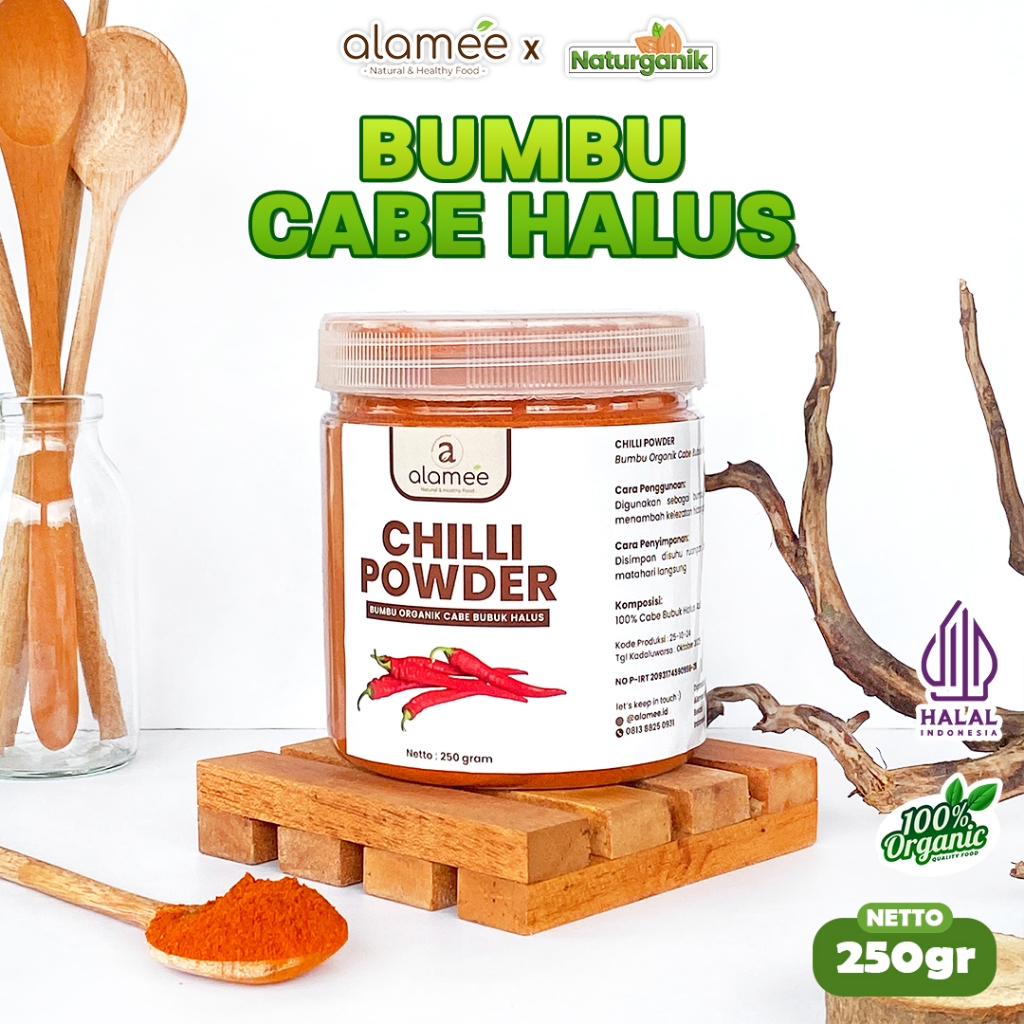 

ALAMEE Bubuk Cabe Halus Chilli Powder Chili Cabai Asli Seasoning Bumbu Dapur Organik Naturganik