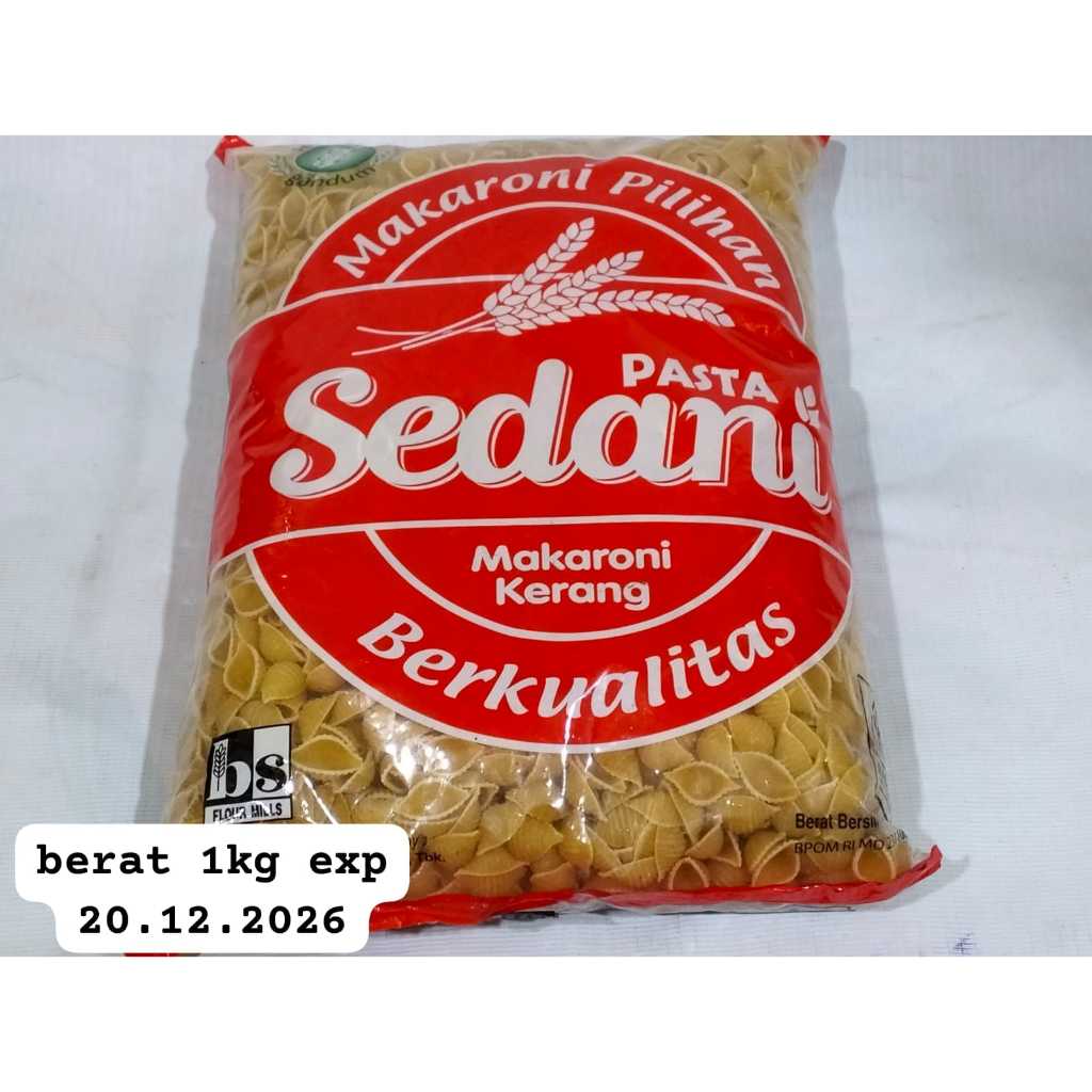 

makaroni pilihan sedani pasta makaroni kerang berkwalitas berat 1 kg exp 202-20-2026