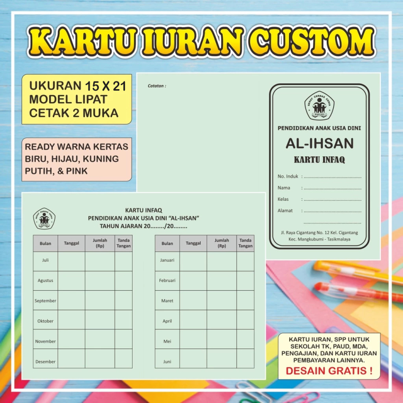 

Kartu Iuran / Kartu SPP / Kartu Infaq / Kartu Angsuran / Kartu Arisan / Custom Murah