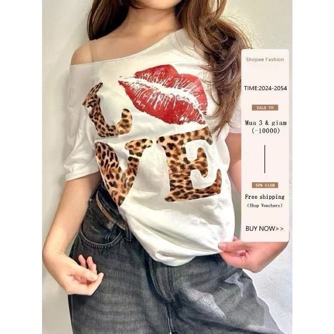 Quiss  love leopard crop top y2k baby tee retro streer vintage ahs style stockholm