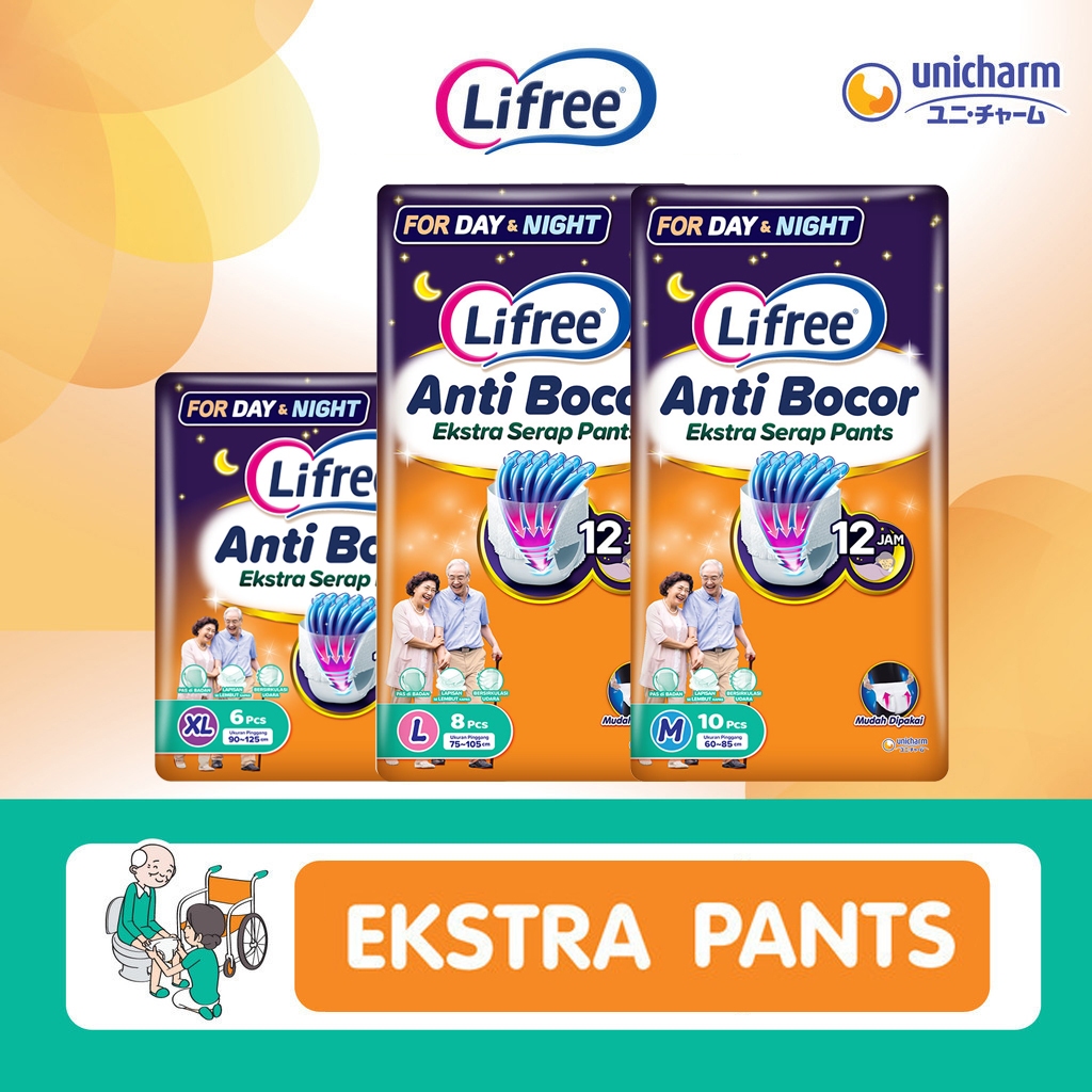 Lifree Pants Extra Serap M10/L8/XL6 - Lifree Popok Celana Extra Serap M10/ L8/ XL6